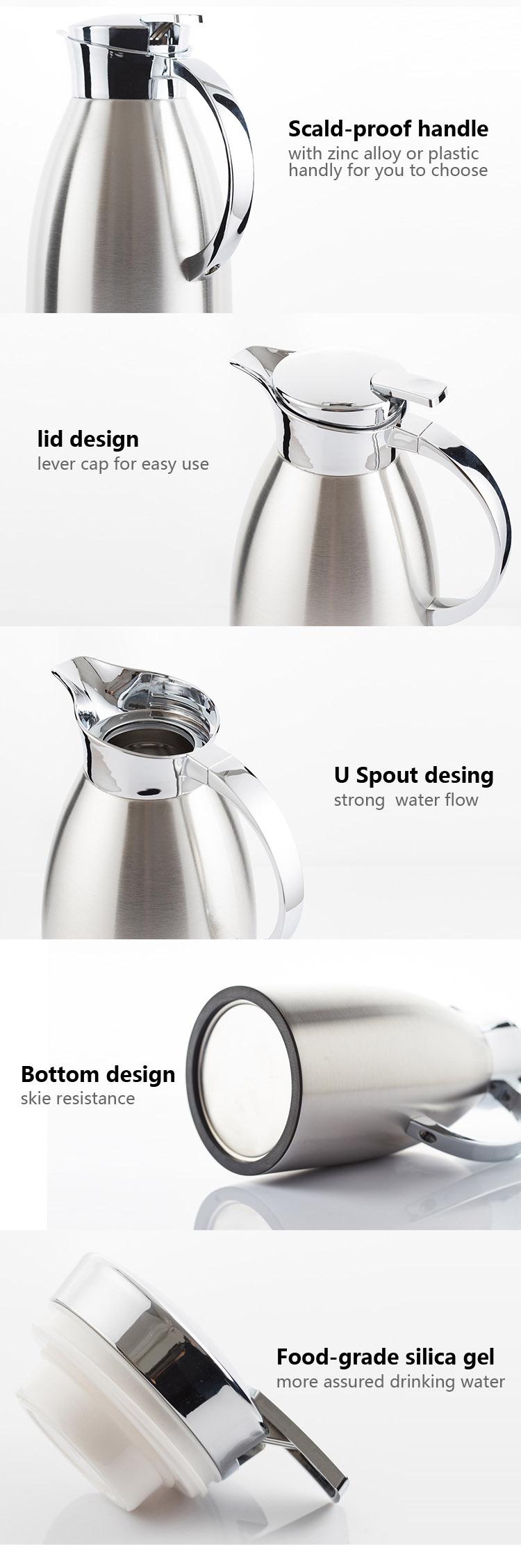 直身罗马壶 08 - high quality Roman stainless steel thermal vacuum kettle for coffee and tea pot keep 24 Hour Retention