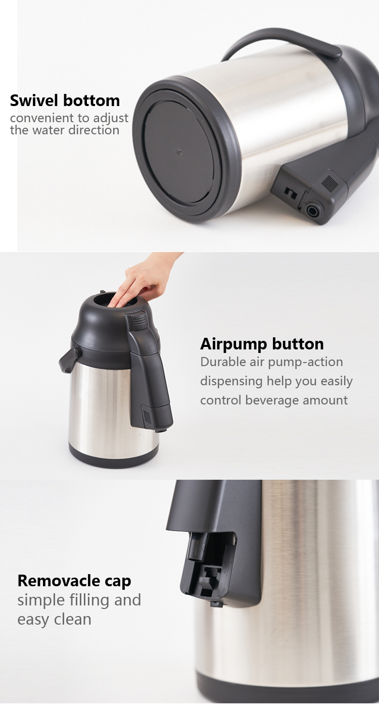 象鼻气压壶 02 - high quality double stainless steel pump airpot  24 Hour Cold Retention airpot coffee dispenser with pump