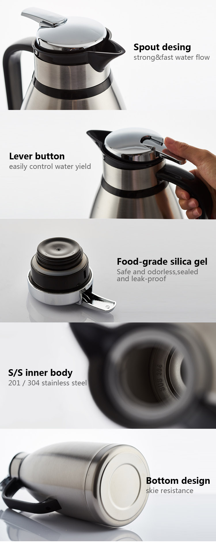 钢环壶 08 - large capacity Pp lever design thermos jug Tea or Coffee  dispenser with different color
