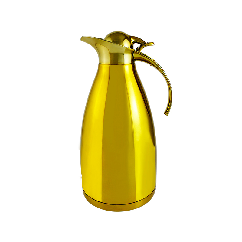 zhu tu 03 3 - custom color 2L  New Trend Flasks Dispenser Coffee Tea Jug Vacuum Gold Coffee Milk Jug Golden Body Vacuum Flask Thermos